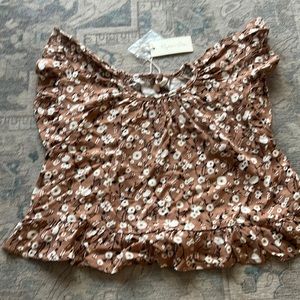 NWT Rylee+Cru brown flower print top